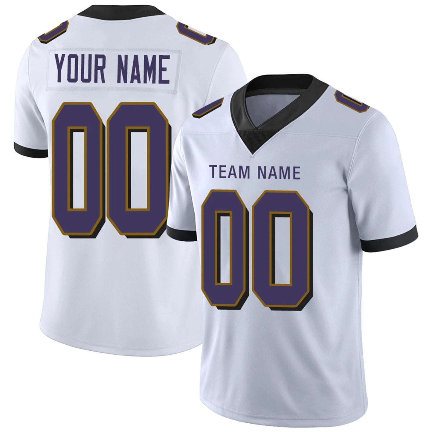 Custom B.Ravens White Personalized Design Football Jerseys