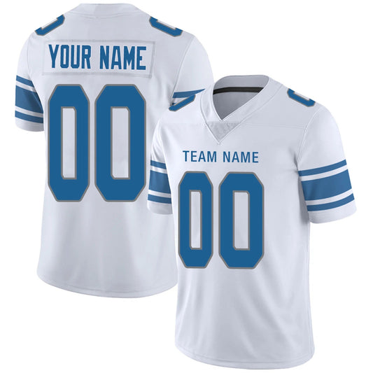 Custom D.Lions White Personalized Design Football Jerseys