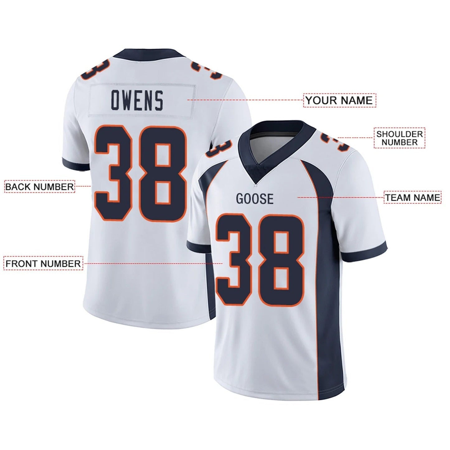 Custom D.Broncos White Personalized Design Football Jerseys