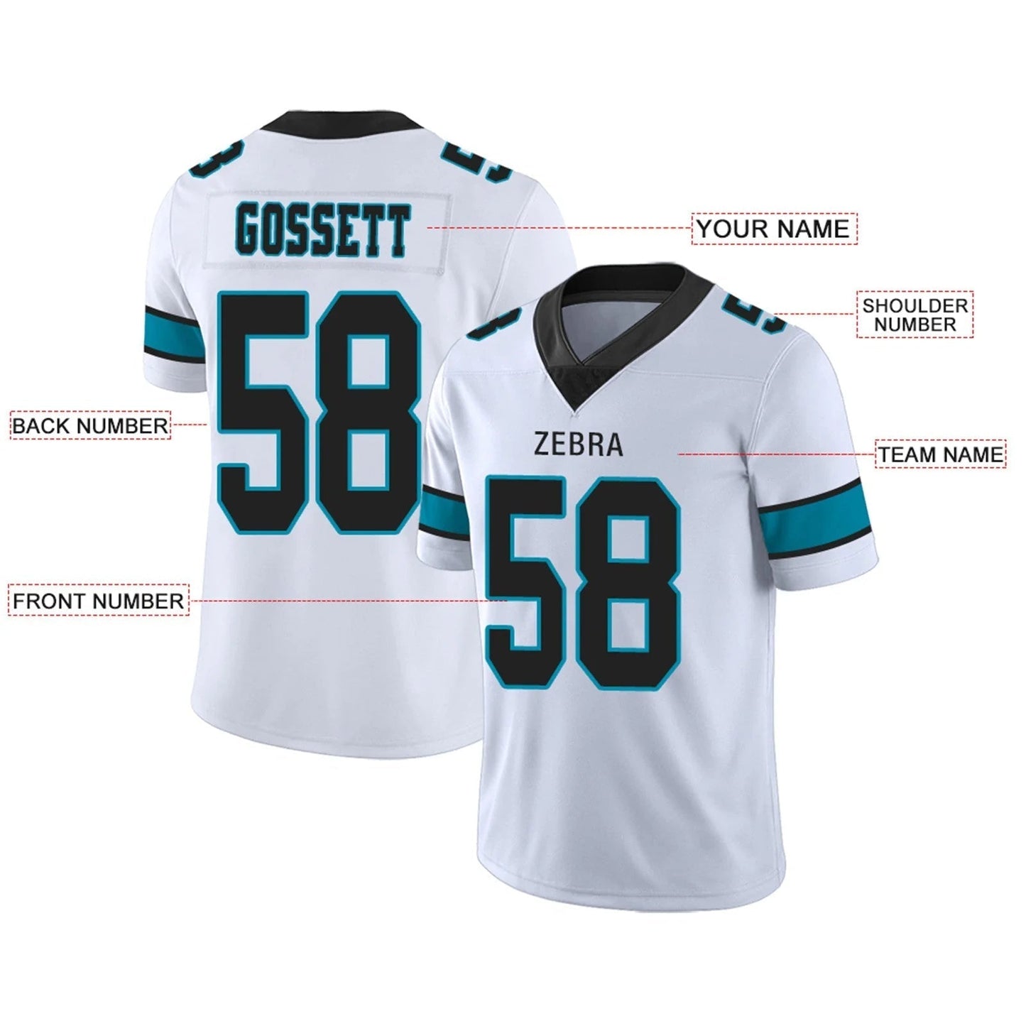 Custom C.Panthers White Personalized Design Football Jerseys