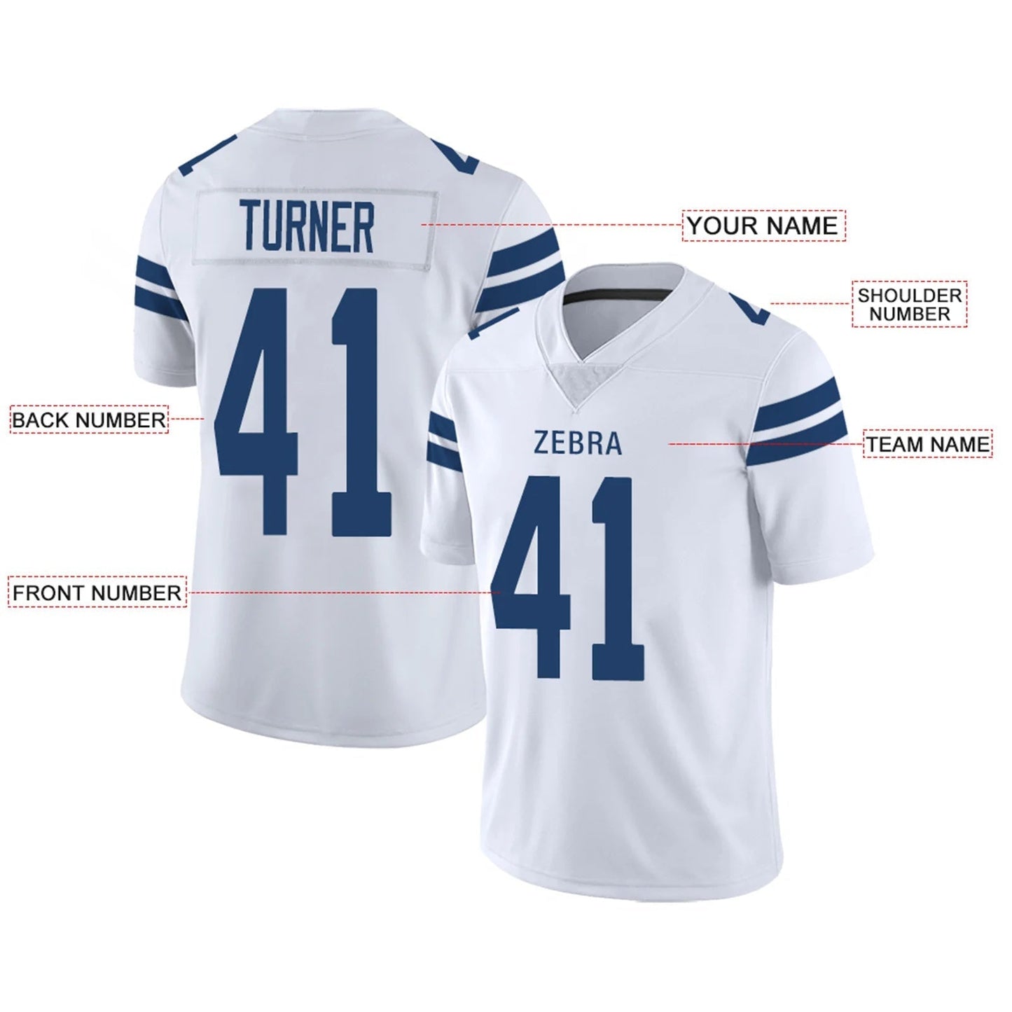 Custom IN.Colts White Personalized Design Football Jerseys
