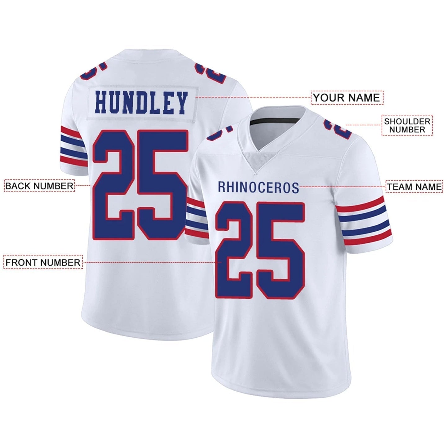 Custom B.Bills White Personalized Design Football Jerseys