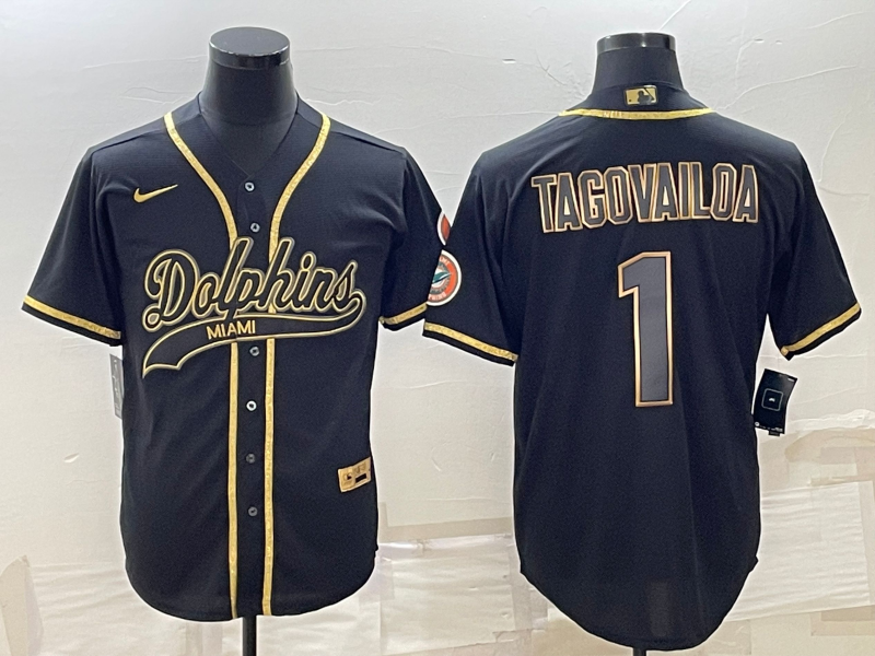 Men's Miami Dolphins Tua Tagovailoa #1 Black Player jersey Joint Edition