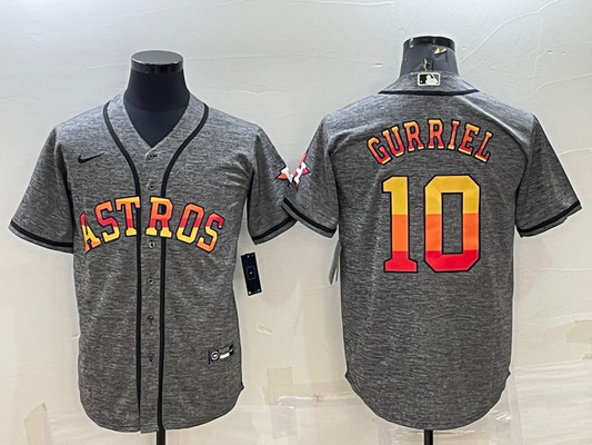 Men's Houston Astros Yuli Gurriel #10 Gray Replica Team jersey