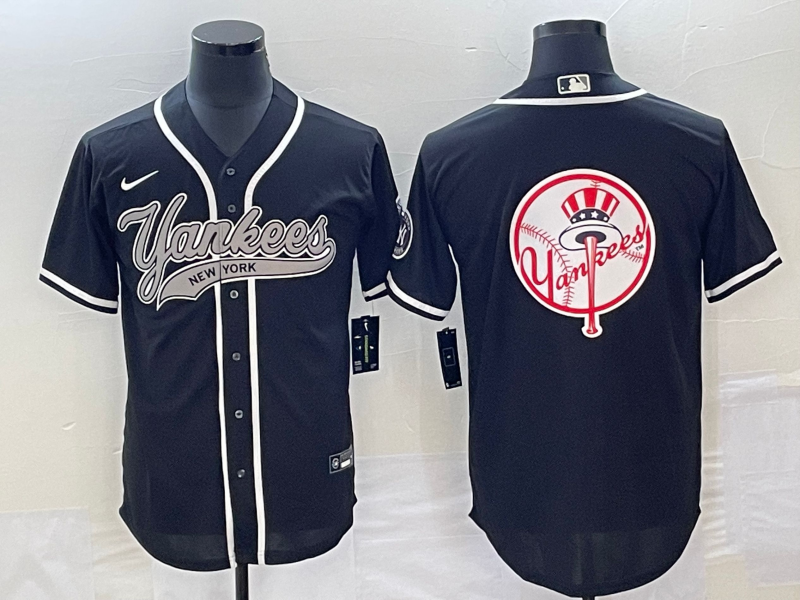 Men's New York Yankees Black Replica Team jersey Joint Edition