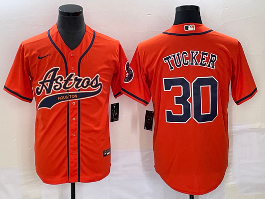 Men's Houston Astros Kyle Tucker #30 Orange Replica jersey Joint Edition