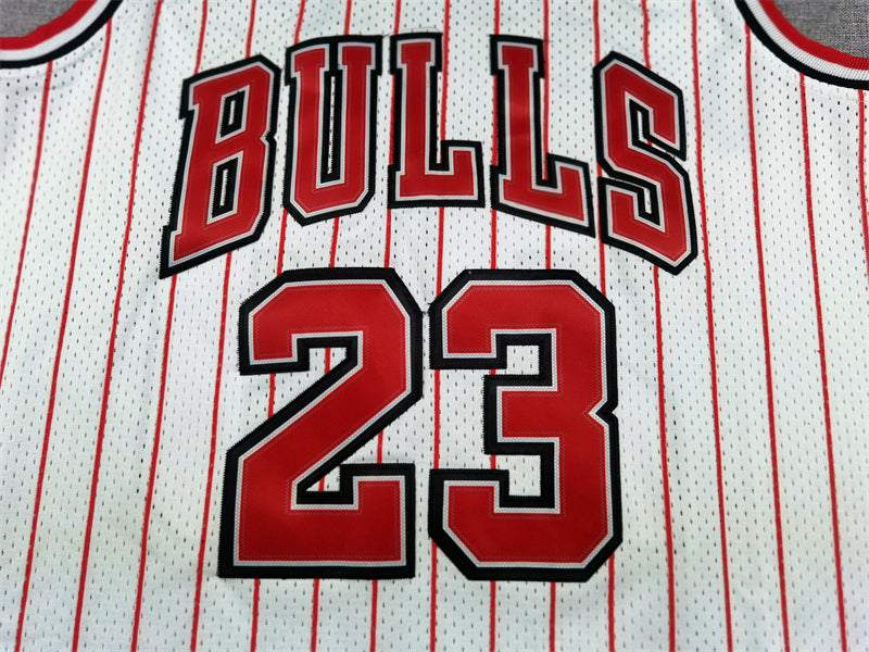 Men's Chicago Bulls Michael Jordan #23 White 1995-96 Hardwood Classics Authentic Jersey