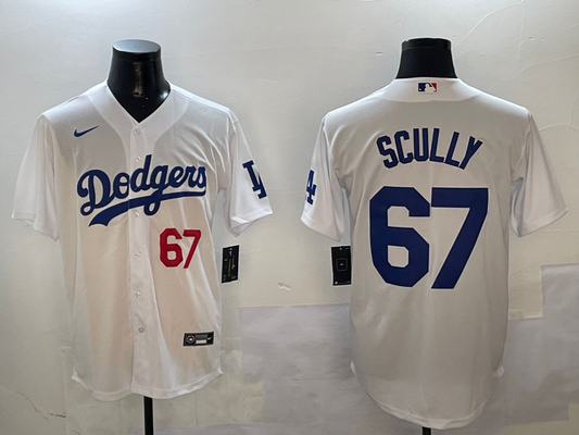 Men's Los Angeles Dodgers Vince Scully #67 White Home Limited Player jersey