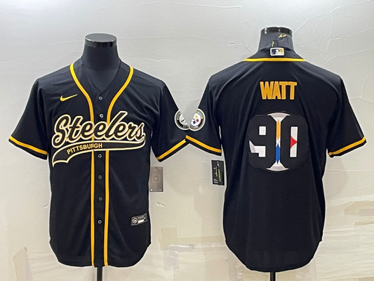 Men's Pittsburgh Steelers T.J. Watt #90 Black Alternate jersey Joint edition