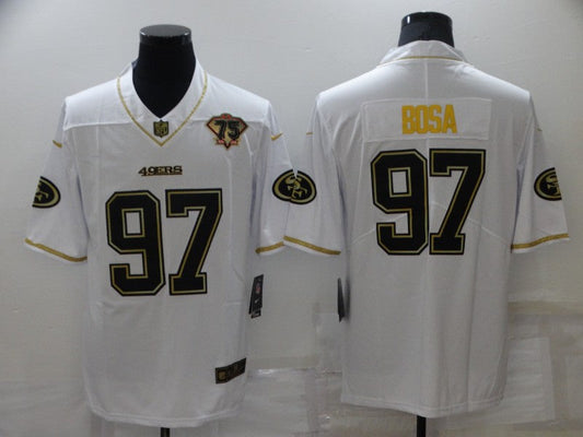 Men's San Francisco 49ers Nick Bosa #97 White 75th Anniversary Game jersey