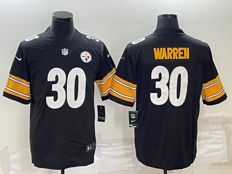 Men's Pittsburgh Steelers Jaylen Warren #30 Black Game jersey