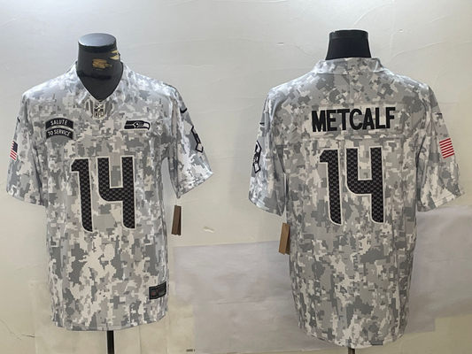 Men's Seattle Seahawks DK Metcalf #14 Arctic Camo 2024 Salute to Service Limited jersey