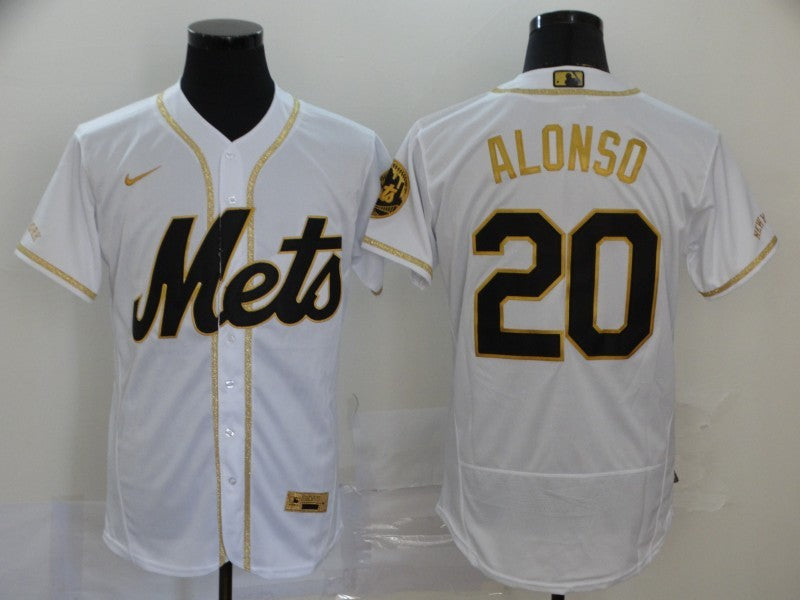 Men's New York Mets Pete Alonso #20 White Authentic Game jersey