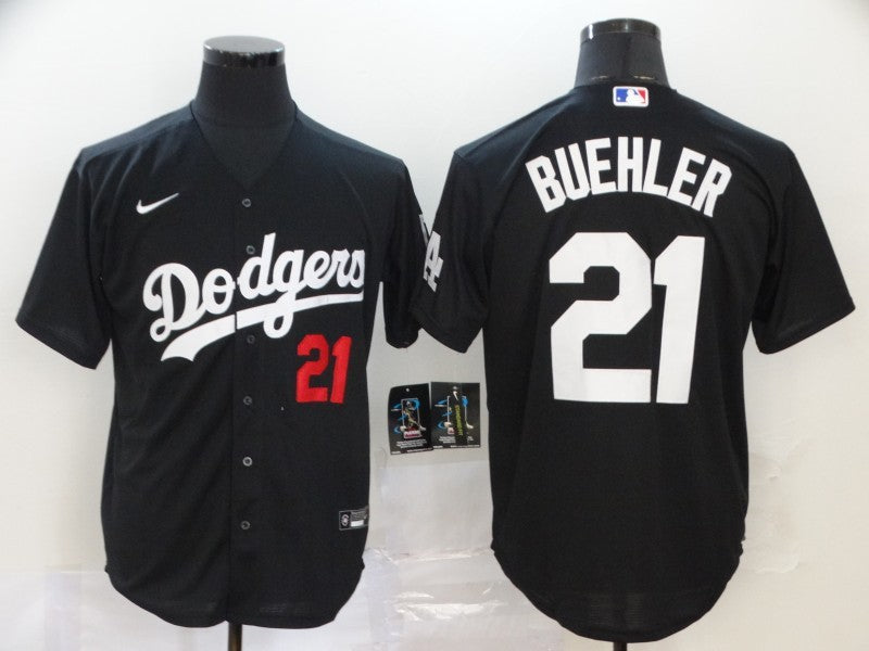Men's Los Angeles Dodgers Walker Buehler #21 Black Stitched jersey