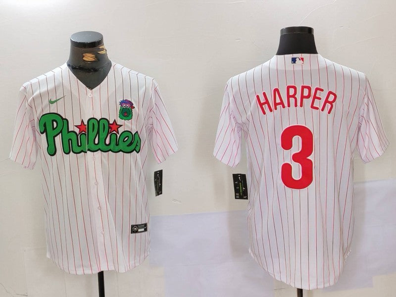 Men's Philadelphia Phillies Bryce Harper #3 White Limited Player jersey