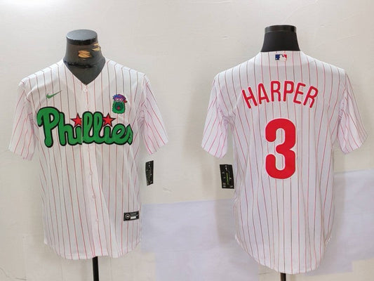 Men's Philadelphia Phillies Bryce Harper #3 White Limited Player jersey
