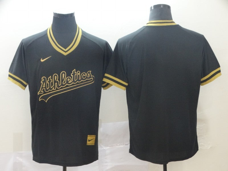 Men's Oakland Athletics Black Replica Blank jersey