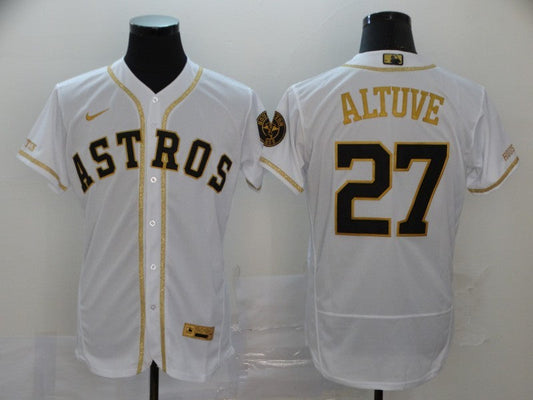 Men's Houston Astros Jose Altuve #27 White Player jersey
