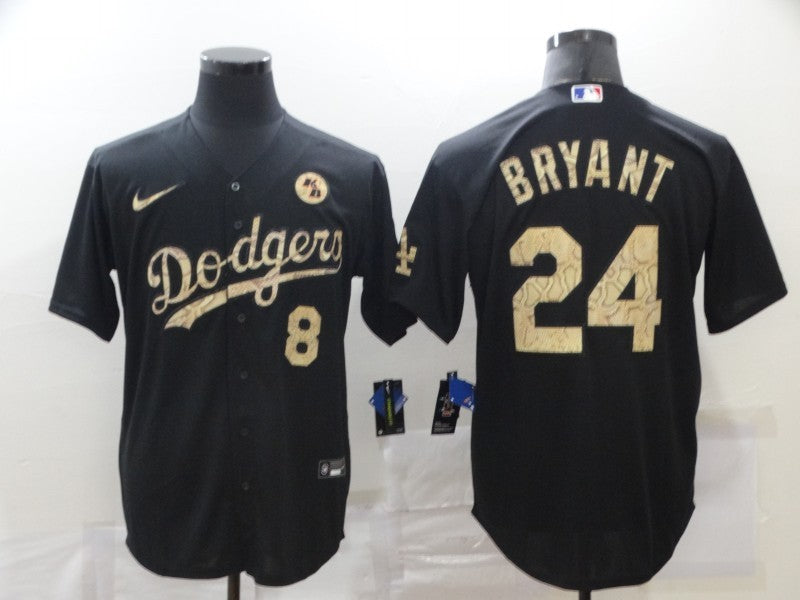 Men's Los Angeles Dodgers Kobe Bryant #8-24 Black Authentic Game jersey
