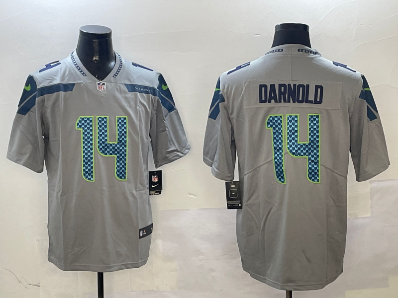 Men's Seattle Seahawks Sam Darnold #14 Gray Game Player jersey