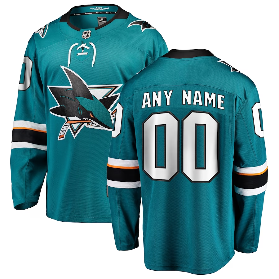 Men's San Jose Sharks Teal Home Breakaway Custom jersey