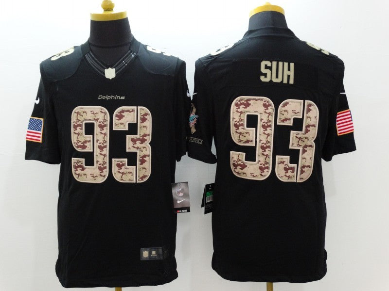 Men's Miami Dolphins Ndamukong Suh #93 Black Game Player jersey