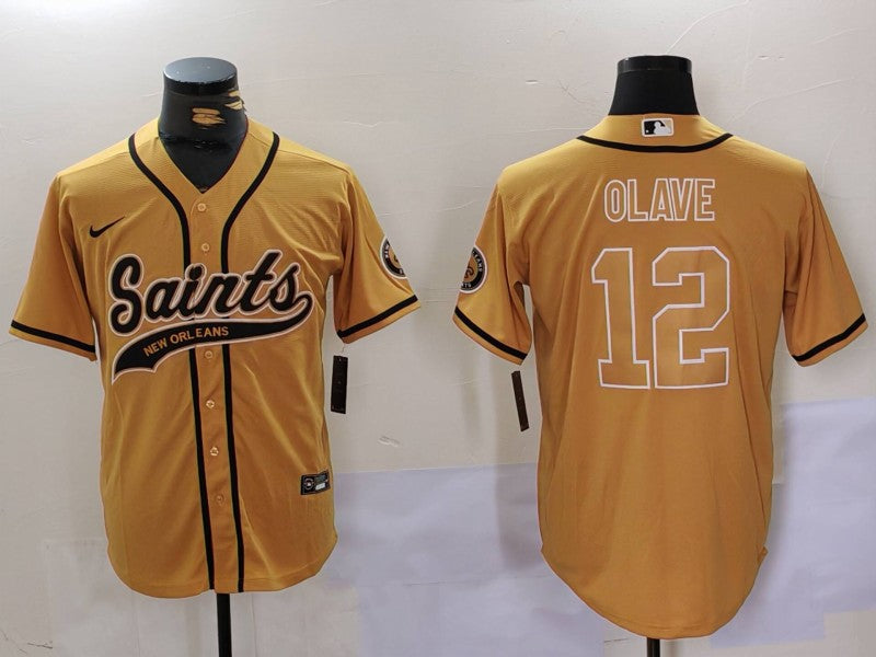 Men's New Orleans Saints Chris Olave #12 Yellow Game jersey