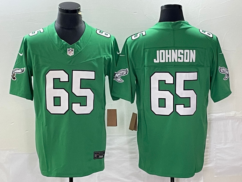 Men's Philadelphia Eagles Fred Johnson #65 Kelly Green Game jersey