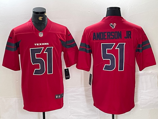 Men's Houston Texans Will Anderson Jr. #51 Red Alternate Game Jersey