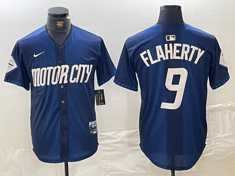 Men's Detroit Tigers Jack Flaherty #9 Navy 2024 City Connect Limited Player jersey