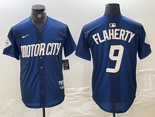 Men's Detroit Tigers Jack Flaherty #9 Navy 2024 City Connect Limited Player jersey