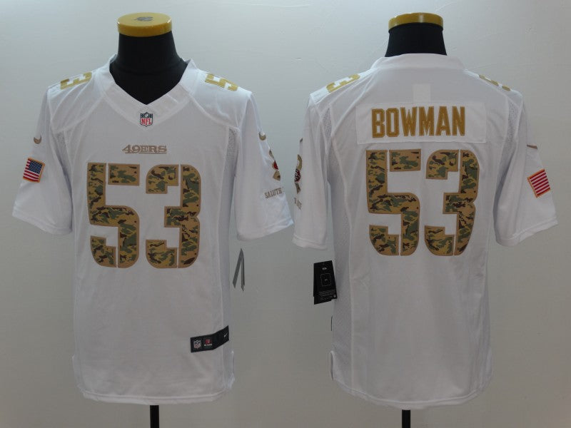 Men's San Francisco 49ers Navoro Bowman #53 White Game Player jersey