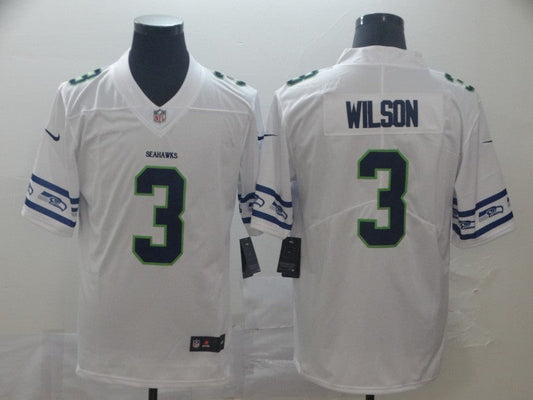 Men's Seattle Seahawks Russell Wilson #3 White Alternate Game jersey