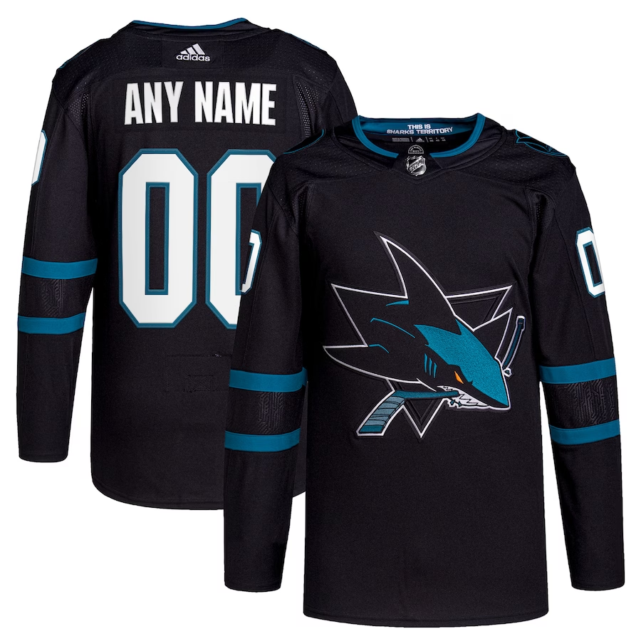 Men's San Jose Sharks Black Alternate Primegreen Authentic Pro Custom jersey