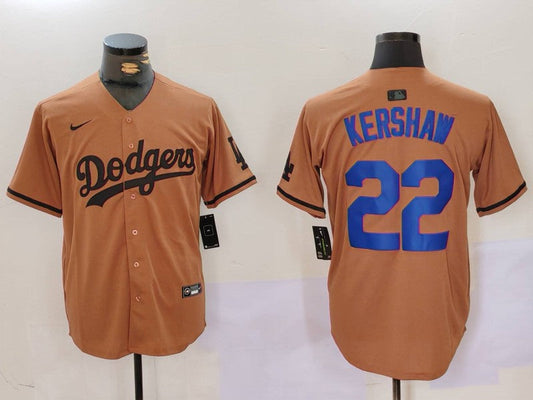 Men's Los Angeles Dodgers Clayton Kershaw #22 Brown Game Player jersey
