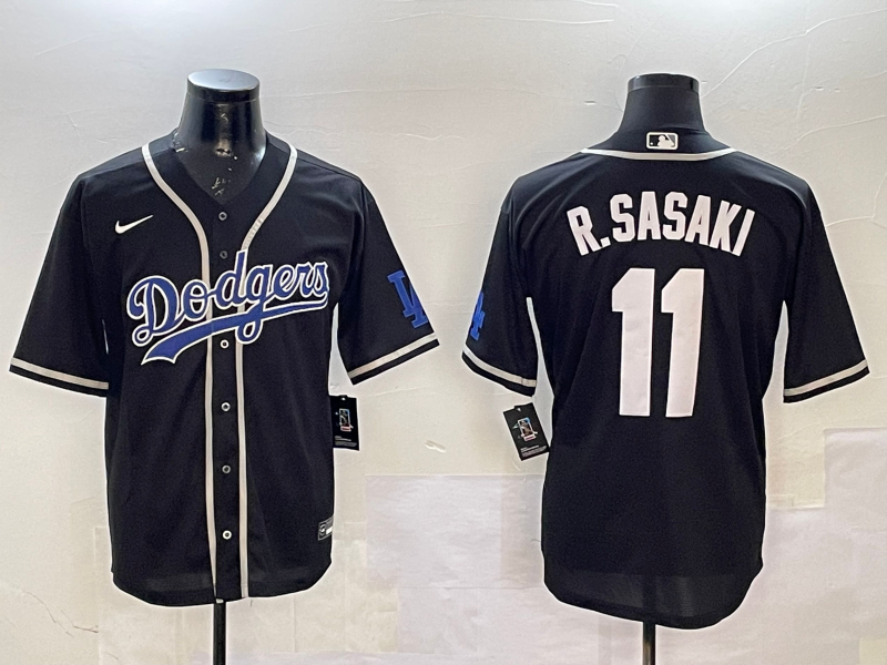 Men's Los Angeles Dodgers Roki Sasaki #11 Black Player Game jersey