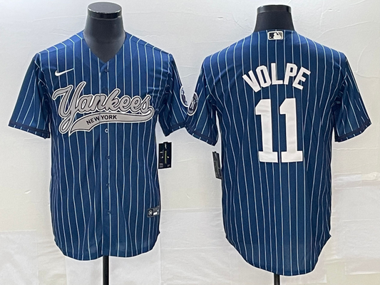 Men's New York Yankees Anthony Volpe #11 Blue Player jersey Joint Edition