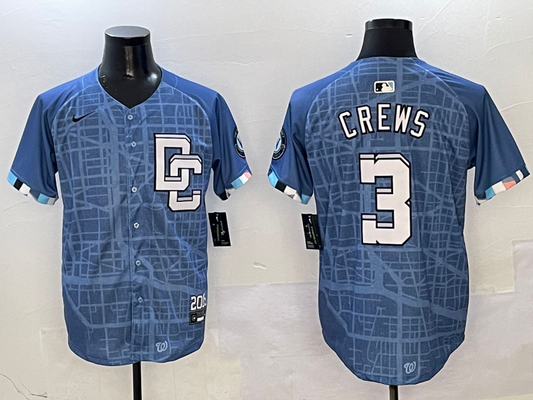 Men's Washington Nationals Dylan Crews #3 Blue 2025 City Connect Limited Player jersey