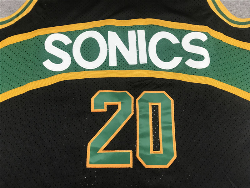 Men's Seattle Supersonics Gary Payton #20 Black Throwback Swingman Jersey