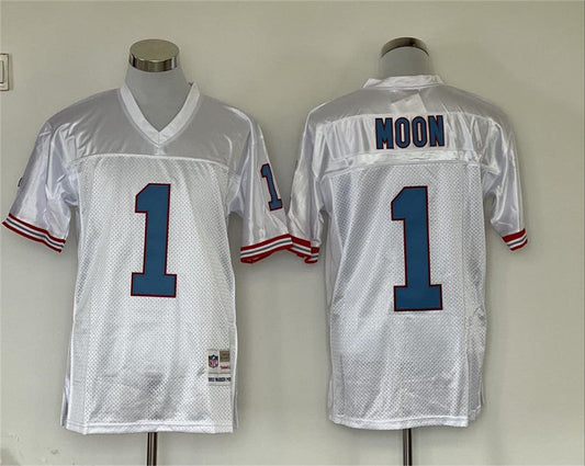 Men's Tennessee Oilers Warren Moon #1 White Legacy Replica jersey