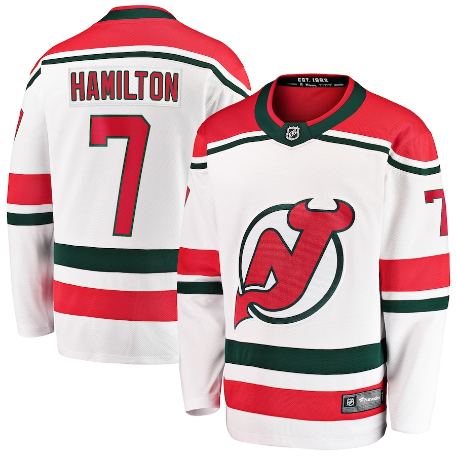 Men's New jersey Devils Dougie Hamilton #7 White Player Game jersey