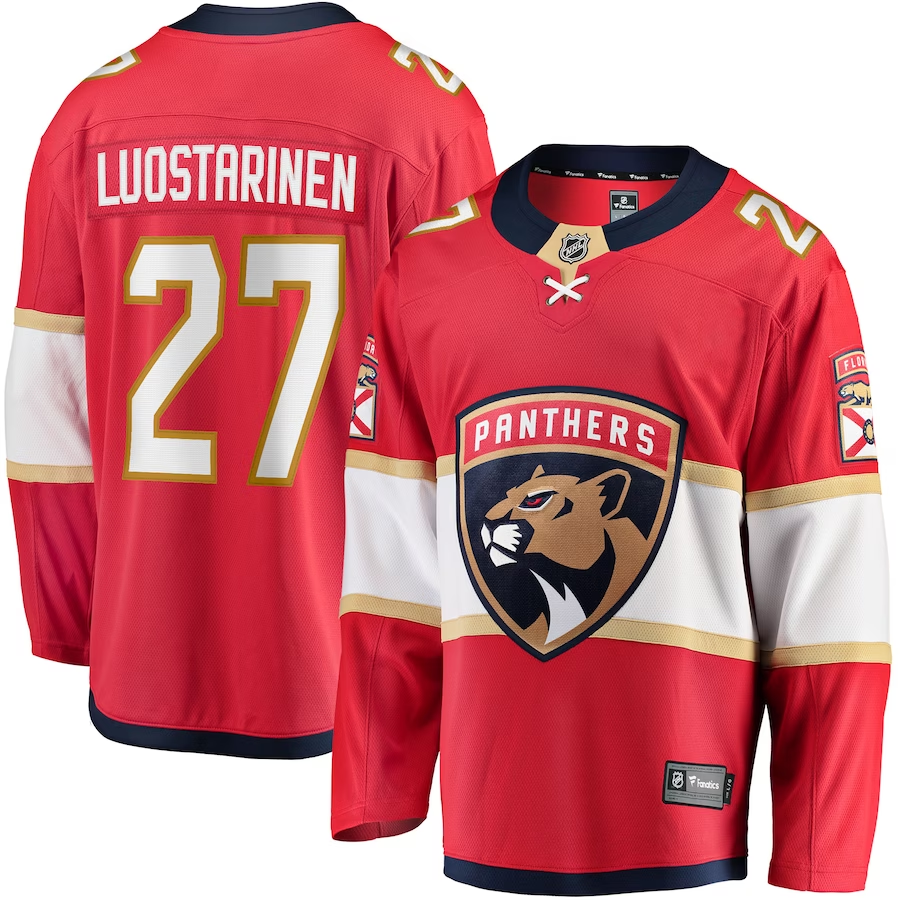 Men's Florida Panthers Eetu Luostarinen #27 Red Home Breakaway Player jersey