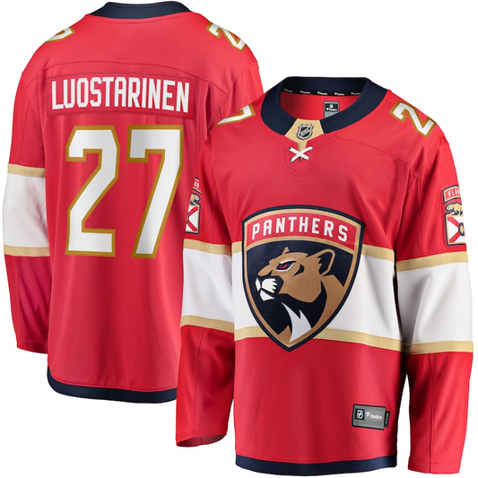 Men's Florida Panthers Eetu Luostarinen #27 Red Home Breakaway Player jersey