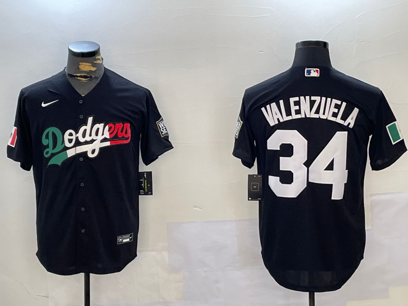 Men's Los Angeles Dodgers Fernando Valenzuela #34 Black Replica Player Name jersey