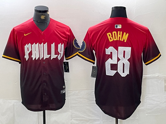 Men's Philadelphia Phillies Alec Bohm #28 Red 2024 City Connect Limited Player jersey