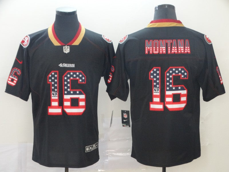 Men's San Francisco 49ers Joe Montana #16 Black Stitched Game jersey