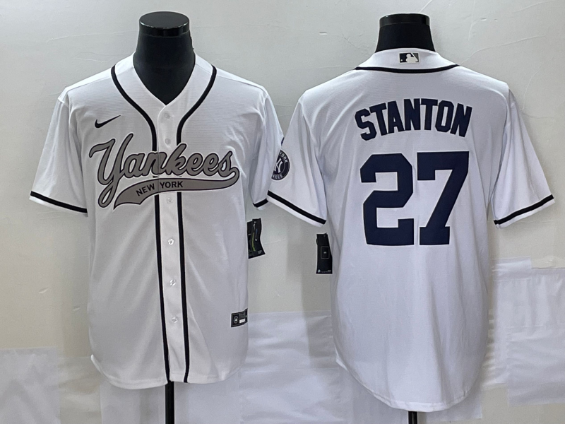 Men's New York Yankees Giancarlo Stanton #27 White Player jersey Joint Edition