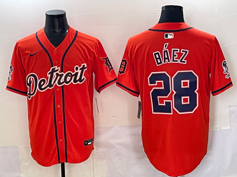 Men's Detroit Tigers Javier Baez #28 Orange Limited Player Jersey