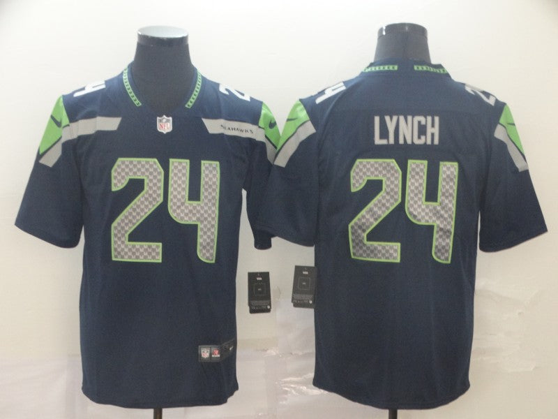 Men's Seattle Seahawks Marshawn Lynch #24 Navy Game Player jersey