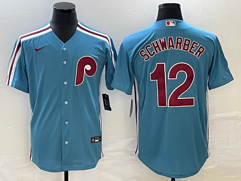Men's Philadelphia Phillies Kyle Schwarber #12 Blue Replica Player jersey